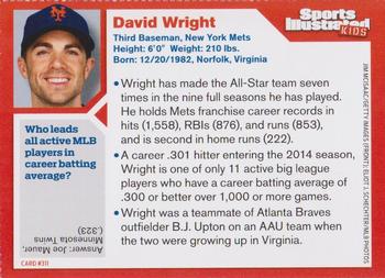 2014 Sports Illustrated for Kids #311 David Wright Back
