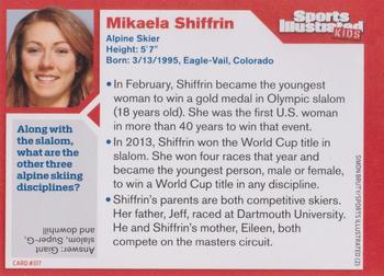 2014 Sports Illustrated for Kids #317 Mikaela Shiffrin Back