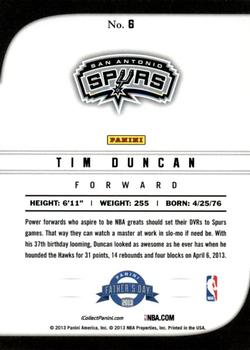 2013 Panini Father's Day #6 Tim Duncan Back