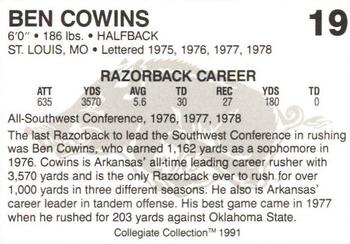 1991 Collegiate Collection Arkansas Razorbacks #19 Ben Cowins Back