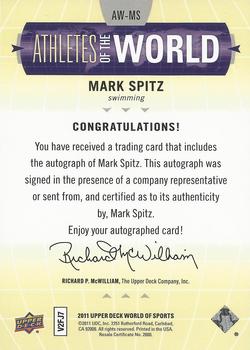 2011 Upper Deck World of Sports - Athletes of the World Autographs #AW-MS Mark Spitz Back