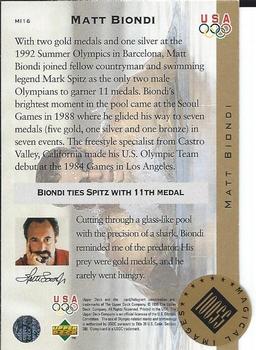 1996 Upper Deck USA Olympicards - Magical Images #MI16 Matt Biondi Back