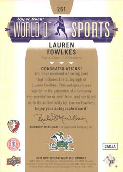 2011 Upper Deck World of Sports - Autographs #261 Lauren Fowlkes Back