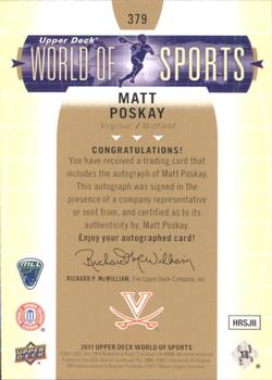 2011 Upper Deck World of Sports - Autographs #379 Matt Poskay Back