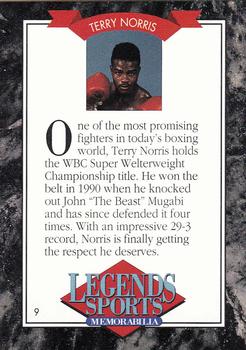 1992 Legends Sports Memorabilia #9 Terry Norris Back