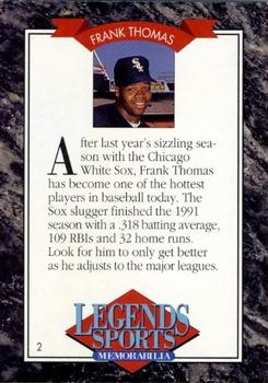 1992 Legends Sports Memorabilia #2 Frank Thomas Back