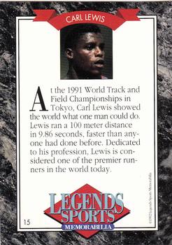 1992 Legends Sports Memorabilia #15 Carl Lewis Back