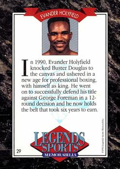1992 Legends Sports Memorabilia #29 Evander Holyfield Back
