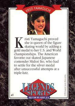 1992 Legends Sports Memorabilia #41 Kristi Yamaguchi Back