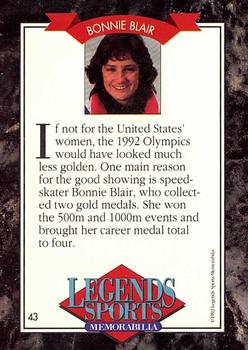 1992 Legends Sports Memorabilia #43 Bonnie Blair Back
