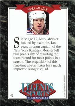 1992 Legends Sports Memorabilia #46 Mark Messier Back