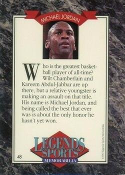 1992 Legends Sports Memorabilia #48 Michael Jordan Back
