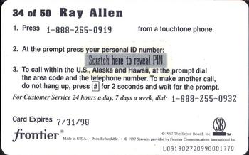 1997 Score Board Talk N' Sports - Phone Cards $1 #34 Ray Allen Back
