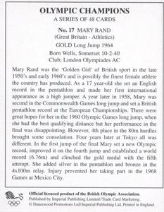 1996 Imperial Publishing Limited Olympic Champions #17 Mary Rand Back