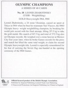 1996 Imperial Publishing Limited Olympic Champions #18 Leonid Zhabotinsky Back