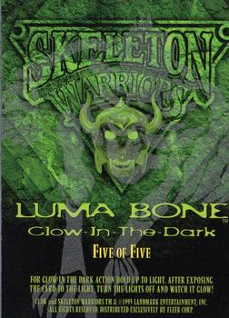 1995 Fleer Skeleton Warriors - Luma Bone Glow in the Dark #5 Claw Back
