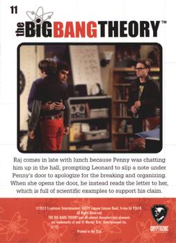 2012 Cryptozoic The Big Bang Theory Seasons 1 & 2 #11 We’re Okay Back
