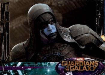 2014 Upper Deck Guardians of the Galaxy #89 Quill makes a clean hit at Ronan's chest with Rock Front