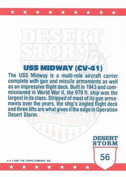 1991 Topps Desert Storm Glossy #56 USS Midway Back