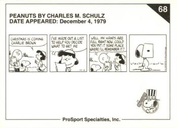 1992 ProSport Specialties Peanuts Classics #68 Christmas is coming, Charlie Brown Back