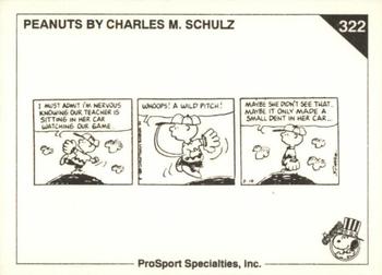 1992 ProSport Specialties Peanuts Classics #322 Whoops! A wild pitch! Back