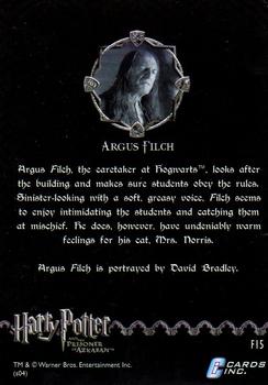 2004 Cards Inc. Harry Potter and the Prisoner of Azkaban - Foil Character #F15 Argus Filch Back
