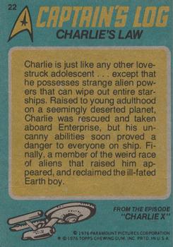1976 Topps Star Trek #22 Charlie's Law Back