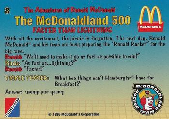 1996 Collect-A-Card The Adventures of Ronald McDonald: The McDonaldland 500 #8 Faster Than Lightning Back
