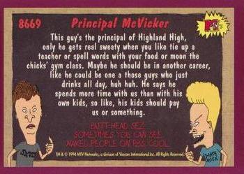 1994 Topps Beavis And Butt-Head #8669 Principal McVicker Back