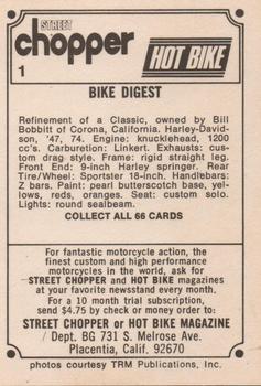 1972 Donruss Choppers & Hot Bikes #1 Refinement of a Classic Back