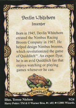 2003 Warner Bros. Harry Potter Chocolate Frog Wizard Series 1 #9 Devlin Whitehorn Back