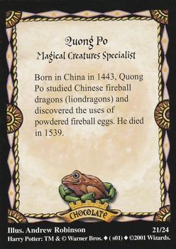 2003 Warner Bros. Harry Potter Chocolate Frog Wizard Series 1 #21 Quong Po Back