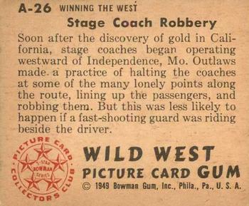 1949 Bowman Wild West (R701-19) #A-26 Stage Coach Robbery Back