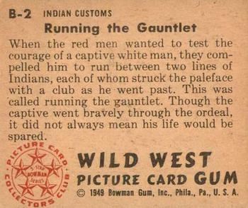 1949 Bowman Wild West (R701-19) #B-2 Running the Gauntlet Back
