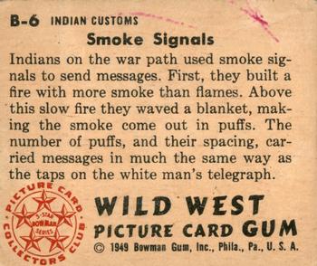 1949 Bowman Wild West (R701-19) #B-6 Smoke Signals Back