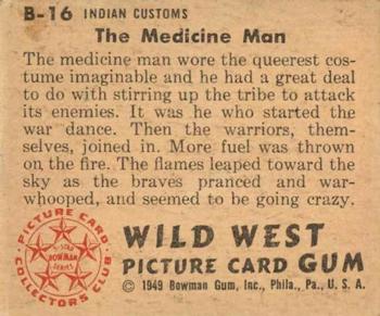 1949 Bowman Wild West (R701-19) #B-16 The Medicine Man Back