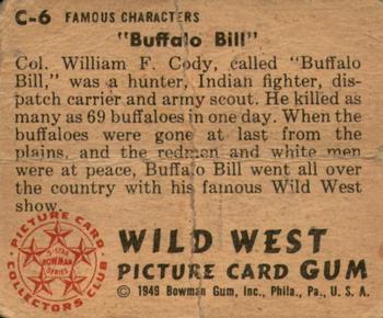 1949 Bowman Wild West (R701-19) #C-6 Buffalo Bill Back