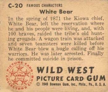 1949 Bowman Wild West (R701-19) #C-20 White Bear Back