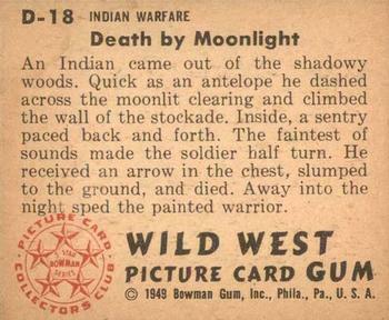 1949 Bowman Wild West (R701-19) #D-18 Death by Moonlight Back