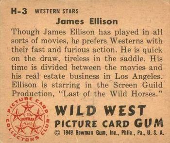 1949 Bowman Wild West (R701-19) #H-3 James Ellison Back