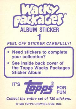 1982 Topps Wacky Packages Stickers #1 Gadzooka Back