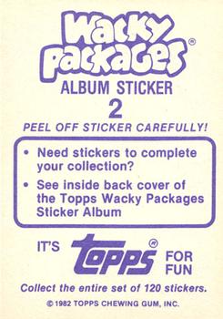 1982 Topps Wacky Packages Stickers #2 Gadzooka Back