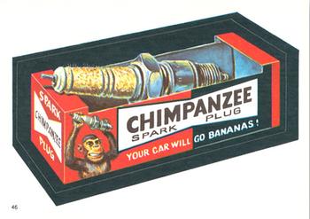 1982 Topps Wacky Packages Stickers #46 Chimpanzee Spark Plugs Front