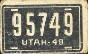 1950 Topps License Plates (R714-12) #8 Utah Front