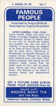 1969 Brooke Bond Famous People #11 Lewis Carroll Back