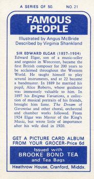 1969 Brooke Bond Famous People #21 Edward Elgar Back