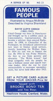 1969 Brooke Bond Famous People #23 David Lloyd George Back