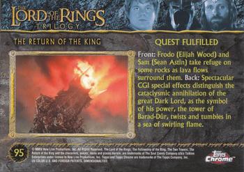2004 Topps Chrome The Lord of the Rings Trilogy #95 Quest Fulfilled Back