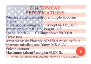 1991 Lime Rock Heroes of the Persian Gulf #6 F-14 Tomcat Back