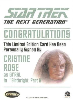 2013 Rittenhouse Star Trek The Next Generation Heroes & Villains - Autographs #NNO Cristine Rose Back